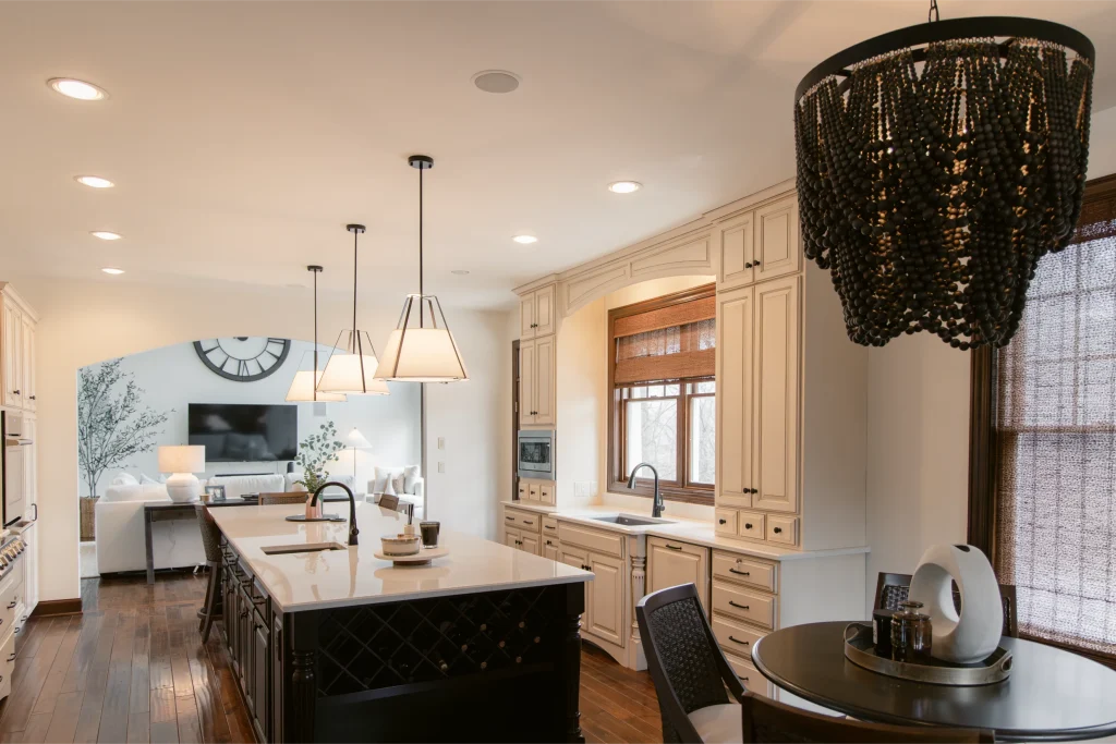 Modern kitchen with elegant lighting features