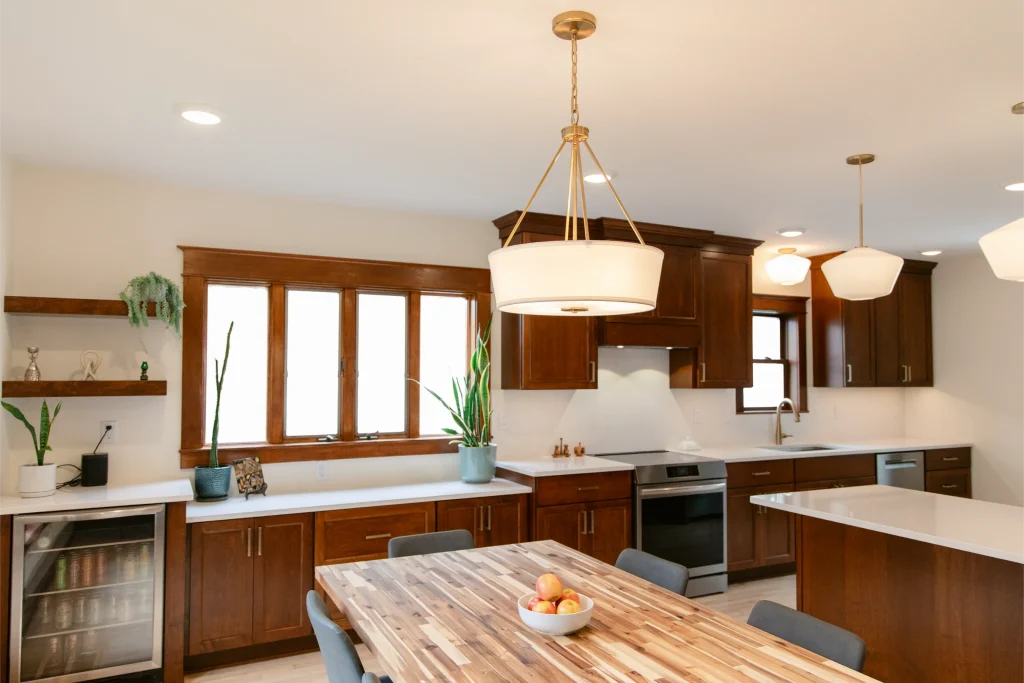Modern kitchen with marble island